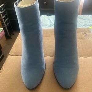 New York & Company Blue Ankle Booties Sleek Suede Design